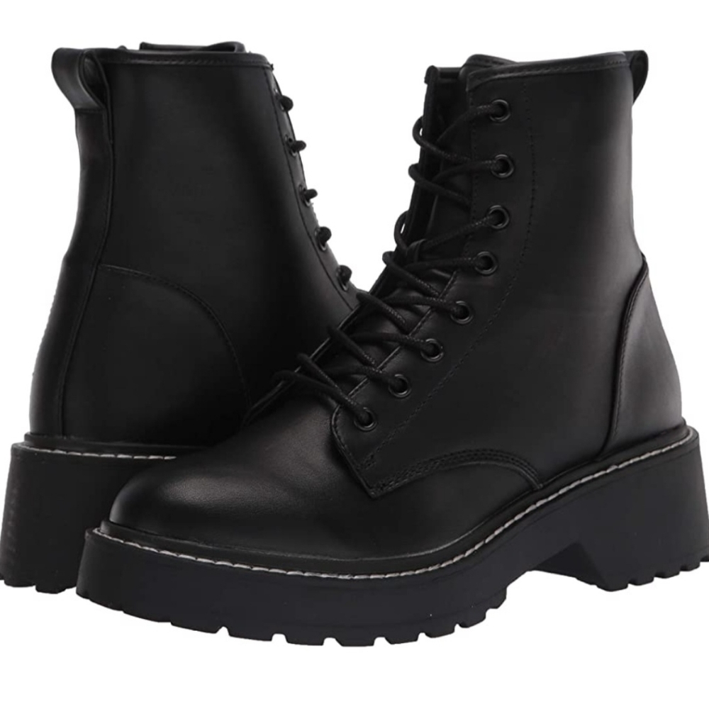 Madden Girl Stantton Chunky Block Heel Black Hiking women's boots size 9…